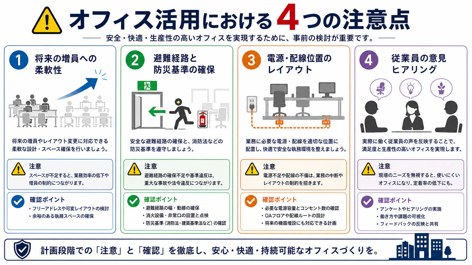 狭小オフィス活用における注意点